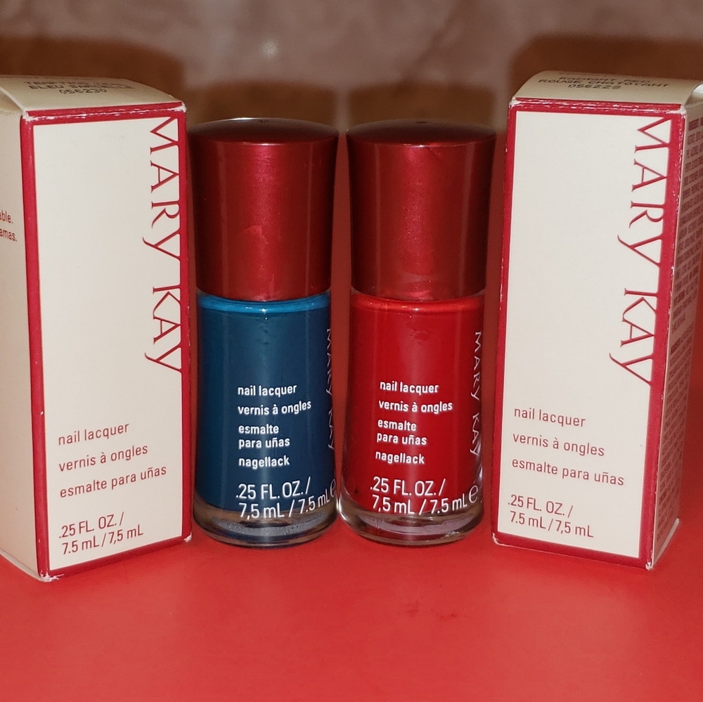 2 Mary Kay Nail Lacquer Duo - Tempting Teal and Radiant Red 💅🏾 ~ Discontinued